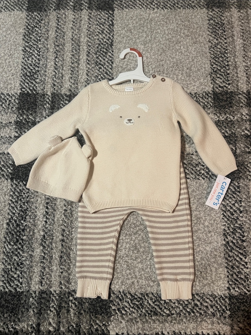Carter’s Heavy Knit Sweater set With Top, Pants, and Hat NWT